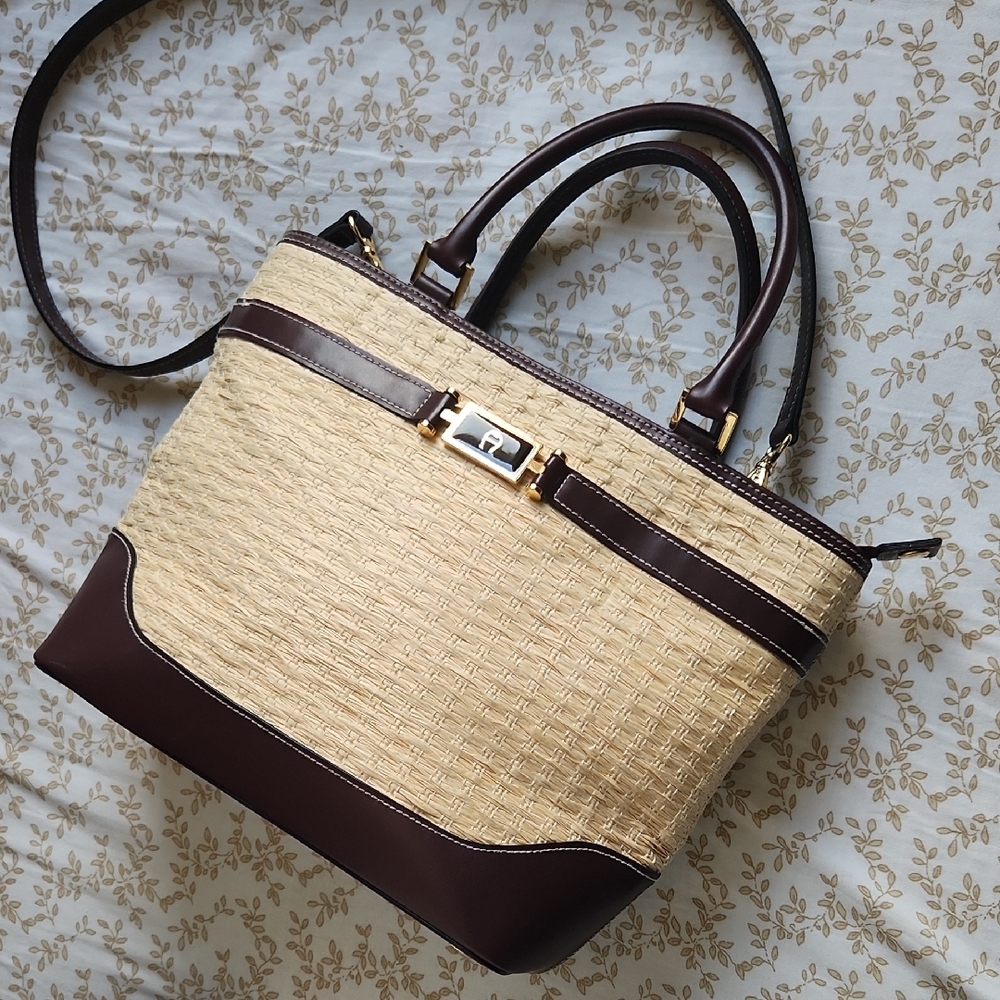 Etienne Aigner Chic Tan and Brown Shoulder Bag